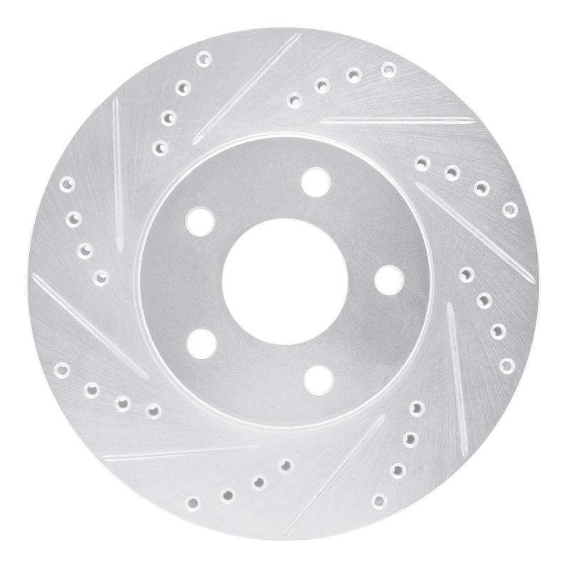 Chevrolet Cobalt Brake Rotor (1) - Front Left - R1 Concepts - Drilled & Slotted - Silver - `07-`10